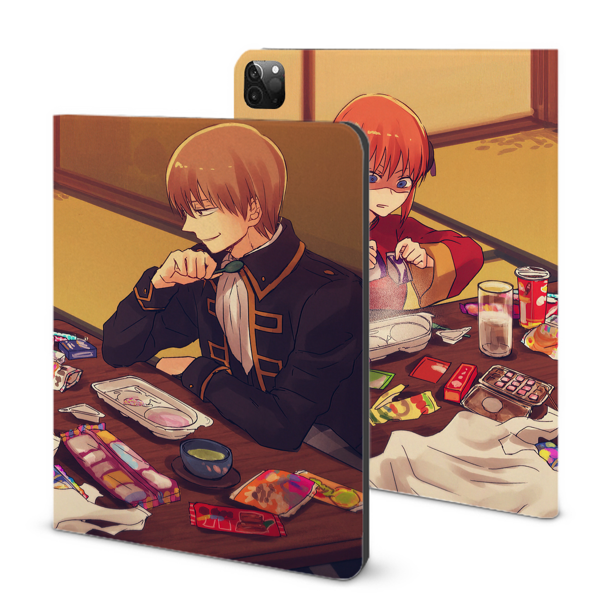 （画像用） ぎんたま 坂田銀時（さかたぎんとき） 神楽 志村新八（しむら しんぱち） GINTAMA Sakata Gintoki Kagura Shimura Shinpachi IPadケース ペンホルダー付き ブックスタイルデザイン